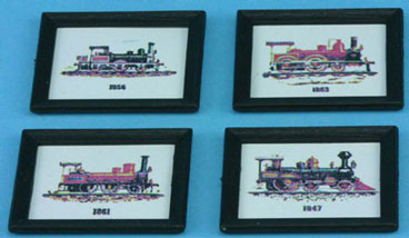 Dollhouse Miniature Train Prints/Set Of 4